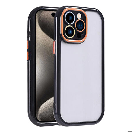 iPhone 15 Pro Max Kılıf Kamera Korumalı Renkli Kenar ve Çerçeve Tasarımlı Vitamin Kapak
