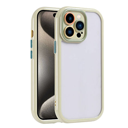 Apple iPhone 15 Pro Max Kılıf Kamera Korumalı Renkli Kenar ve Çerçeve Tasarımlı Zore Vitamin Kapak-Yeşil