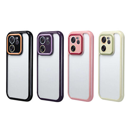 Xiaomi Mi 13T Pro Kılıf Kamera Korumalı Renkli Kenar ve Çerçeve Tasarımlı Zore Vitamin Kapak-Siyah