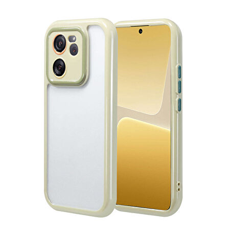 Xiaomi Mi 13T Pro Kılıf Kamera Korumalı Renkli Kenar ve Çerçeve Tasarımlı Zore Vitamin Kapak-Yeşil