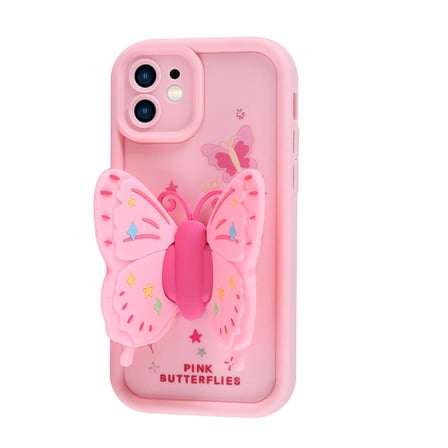 iPhone 12 Kılıf Kamera Korumalı Figür Tasarımlı NRTK Kapya Kapak-Pembe Açık