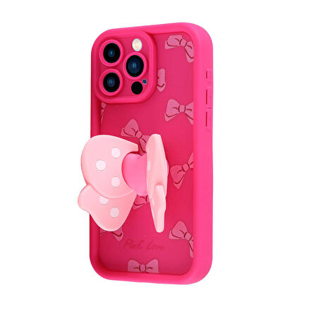 iPhone 14 Pro Max Kılıf Kamera Korumalı Figür Tasarımlı Zore Kapya Kapak-Pembe Açık