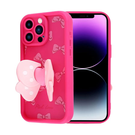 iPhone 14 Pro Max Kılıf Kamera Korumalı Figür Tasarımlı Zore Kapya Kapak-Pembe Koyu
