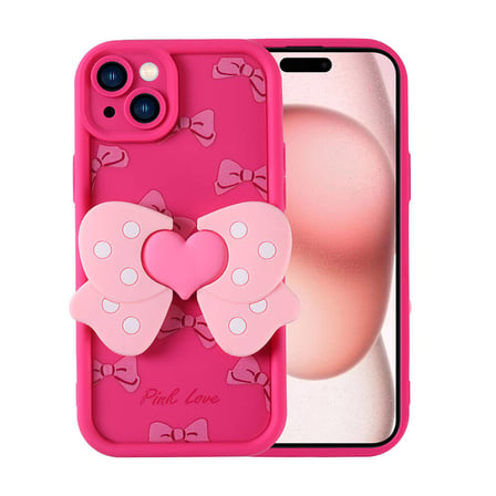 iPhone 15 Kılıf Kamera Korumalı Figür Tasarımlı Zore Kapya Kapak-Pembe Koyu