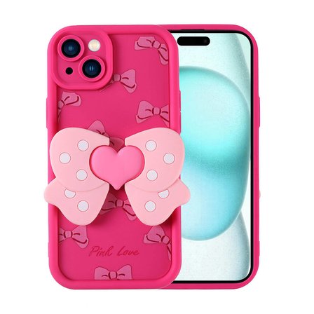 iPhone 15 Plus Kılıf Kamera Korumalı Figür Tasarımlı Zore Kapya Kapak-Pembe Koyu