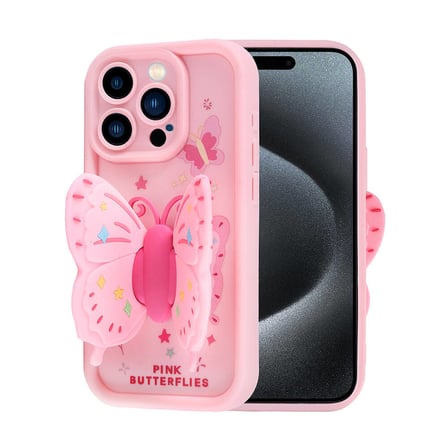 iPhone 15 Pro Max Kılıf Kamera Korumalı Figür Tasarımlı Zore Kapya Kapak-Pembe Açık