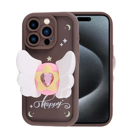 iPhone 15 Pro Max Kılıf Kamera Korumalı Figür Tasarımlı Zore Kapya Kapak-Pembe Açık