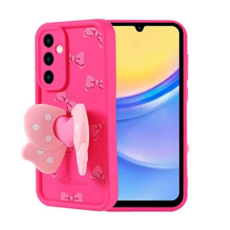 Galaxy A15 Kılıf Kamera Korumalı Figür Tasarımlı Zore Kapya Kapak-Koyu Kahve