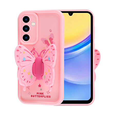 Galaxy A15 Kılıf Kamera Korumalı Figür Tasarımlı Zore Kapya Kapak-Koyu Kahve