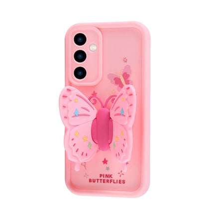 Galaxy A25 Kılıf Kamera Korumalı Figür Tasarımlı Zore Kapya Kapak-Pembe Açık