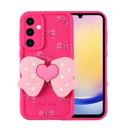 Galaxy A25 Kılıf Kamera Korumalı Figür Tasarımlı Zore Kapya Kapak-Pembe Koyu