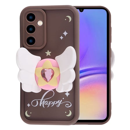 Galaxy A05S Kılıf Kamera Korumalı Figür Tasarımlı NRTK Kapya Kapak-Koyu Kahve