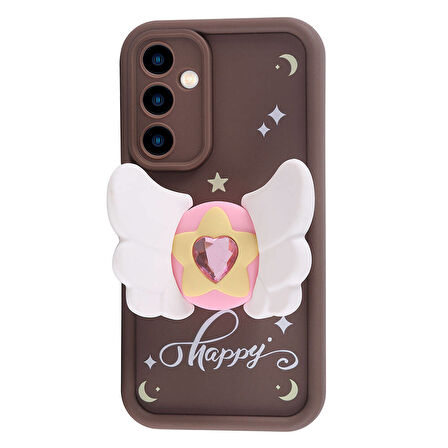 Galaxy A05S Kılıf Kamera Korumalı Figür Tasarımlı Zore Kapya Kapak-Pembe Koyu