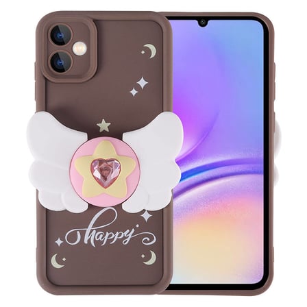 Galaxy A05 Kılıf Kamera Korumalı Figür Tasarımlı NRTK Kapya Kapak-Koyu Kahve