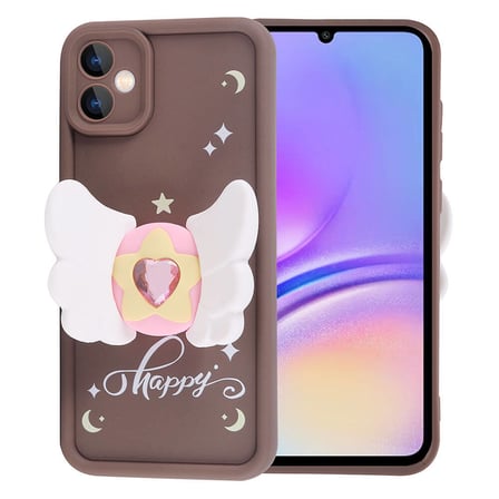 Galaxy A05 Kılıf Kamera Korumalı Figür Tasarımlı NRTK Kapya Kapak-Koyu Kahve