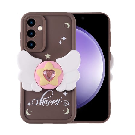 Galaxy S23 FE Kılıf Kamera Korumalı Figür Tasarımlı NRTK Kapya Kapak-Koyu Kahve