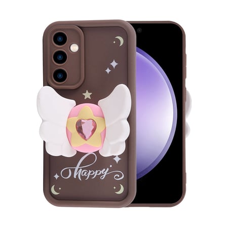 Galaxy S23 FE Kılıf Kamera Korumalı Figür Tasarımlı NRTK Kapya Kapak-Koyu Kahve
