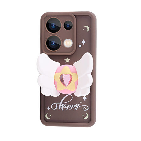 Xiaomi Redmi Note 13 Pro 4G Kılıf Kamera Korumalı Figür Tasarımlı Zore Kapya Kapak-Koyu Kahve