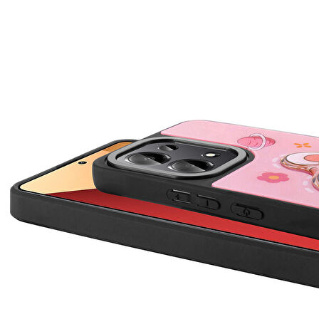 Xiaomi Poco M6 Pro 4G Kılıf Parlayan Kabartmalı İkonik Figürlü Zore Amas Silikon Kapak-Siyah