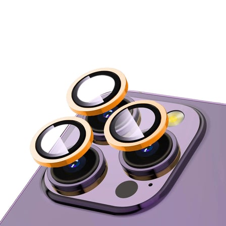 iPhone 14 Pro Max MKST CL-12 Premium Safir Parmak İzi Bırakmayan Anti-Reflective Kamera Lens Koruyucu - Turuncu