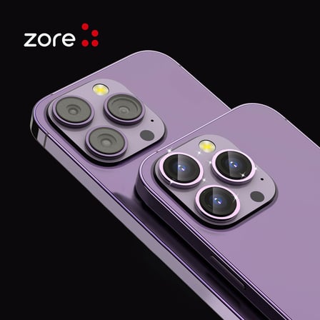 iPhone 14 Pro Max MKST CL-12 Premium Safir Parmak İzi Bırakmayan Anti-Reflective Kamera Lens Koruyucu - Turuncu