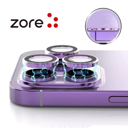 iPhone 14 Pro Max MKST CL-12 Premium Safir Parmak İzi Bırakmayan Anti-Reflective Kamera Lens Koruyucu - Turuncu
