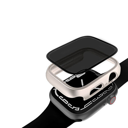 Apple Watch 7 45mm Sert PC Kasa ve Privacy Hayalet Ekran Koruyucu Zore Watch Gard 32