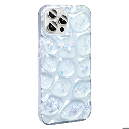 Apple iPhone 15 Pro Max Uyumlu Kılıf Simli 3D Desenli Hacar Kapak