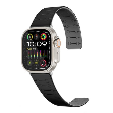 Apple Watch 7 45mm Zore KRD-111 Çizgili Desenli Silikon Kordon-Siyah