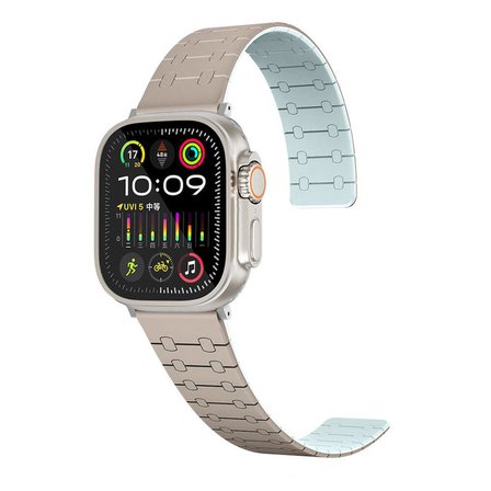 Apple Watch 42mm Zore KRD-111 Çizgili Desenli Silikon Kordon-Haki