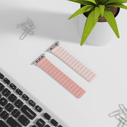 Apple Watch 7 41mm Zore KRD-111 Çizgili Desenli Silikon Kordon-Turuncu
