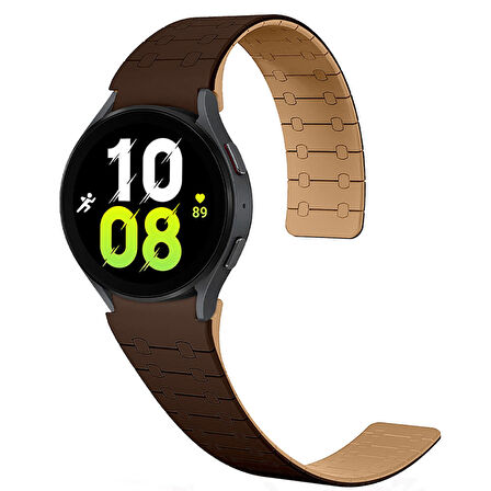 Galaxy Watch 5 Pro 45mm Zore KRD-111 20mm Çizgili Desenli Silikon Kordon-Kahverengi