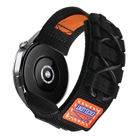 Gear S3 Zore KRD-112 22mm Orbital Örgülü Halat Tasarımlı Naylon Kumaş Hasır Kordon-Gri