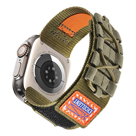 Apple Watch 44mm Zore KRD-112 Orbital Örgülü Halat Tasarımlı Naylon Kumaş Hasır Kordon-Siyah