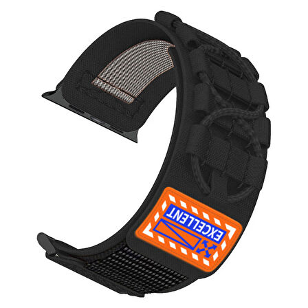 Apple Watch 40mm Zore KRD-112 Orbital Örgülü Halat Tasarımlı Naylon Kumaş Hasır Kordon-Siyah