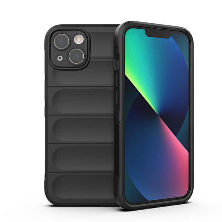 iPhone 13 Kılıf Esnek TPU Oyuklu Arka Yüzey Tasarımlı Etnik Silikon Kapak