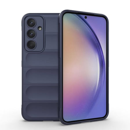Galaxy A35 Kılıf Esnek TPU Oyuklu Arka Yüzey Tasarımlı NRTK Etnik Silikon Kapak - Lacivert