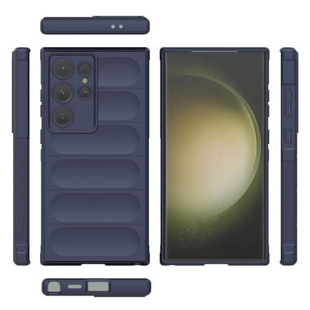 Galaxy S24 Ultra Kılıf Esnek TPU Oyuklu Arka Yüzey Tasarımlı NRTK Etnik Silikon Kapak - Siyah