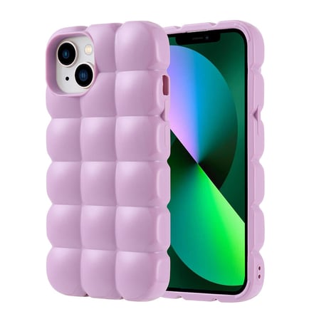 iPhone 13 Kılıf Parlak Esnek Silikon NRTK Dom Dom Kapak - Lila