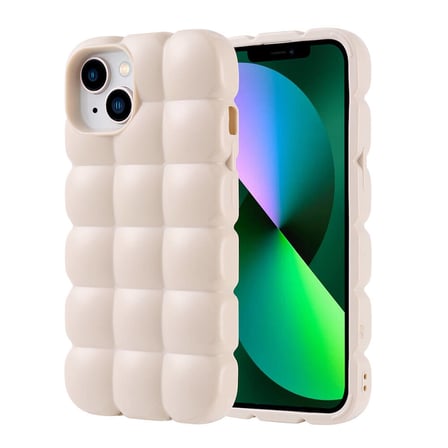 iPhone 13 Kılıf Parlak Esnek Silikon NRTK Dom Dom Kapak - Beyaz