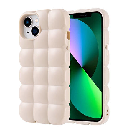 Apple iPhone 14 Kılıf Parlak Esnek Silikon Zore Dom Dom Kapak-Beyaz