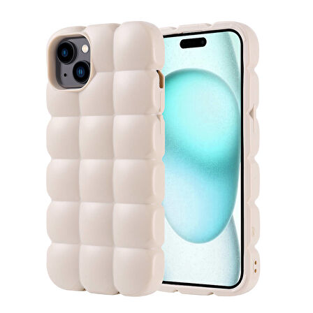 Apple iPhone 15 Plus Kılıf Parlak Esnek Silikon Zore Dom Dom Kapak-Beyaz