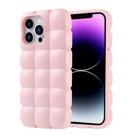 iPhone 14 Pro Max Kılıf Parlak Esnek Silikon NVTH Dom Dom Kapak - Pembe