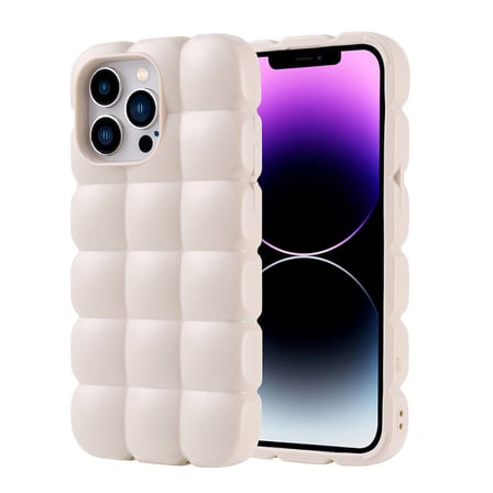 iPhone 14 Pro Max Kılıf Parlak Esnek Silikon NRTK Dom Dom Kapak - Beyaz