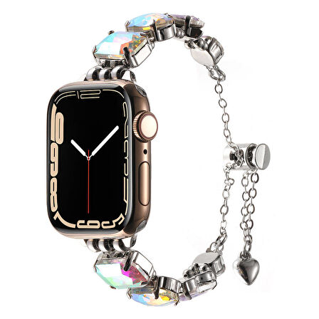 Apple Watch Ultra 49mm Zore KRD-115 Renkli Taş Tasarımlı Kordon-Lila