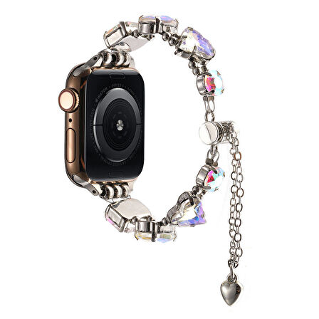 Apple Watch 40mm Zore KRD-115 Renkli Taş Tasarımlı Kordon-Lila