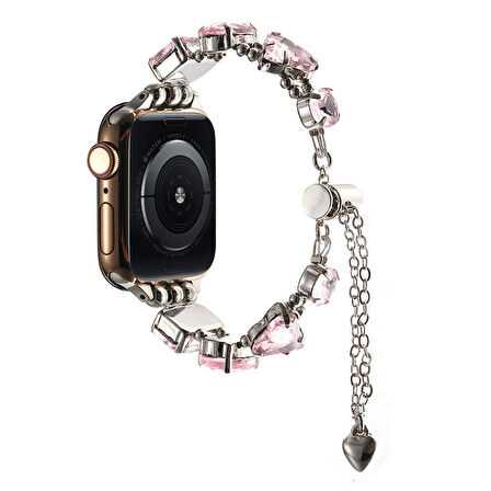 Apple Watch 7 41mm Zore KRD-115 Renkli Taş Tasarımlı Kordon-Lila