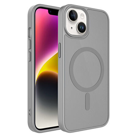 iPhone 13 Kılıf Mat Arka Yüzey Wireless Şarj Özellikli  Flet Magsafe Kapak kılıf