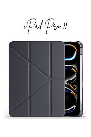 iPad Pro 11 2025 M5 Çip Uyumlu Tri Folding Kalem Bölmeli Akıllı Standlı Özellikli Kılıf