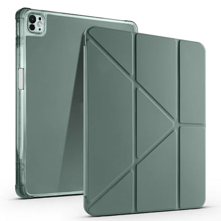 iPad Air 13 2025 M3 Kılıf ​ALT Tri Folding Kalem Bölmeli Standlı Kılıf - Koyu Yeşil